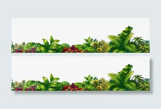 花丛草丛春天底边框装饰免抠