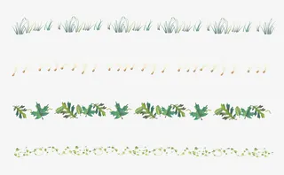 藤蔓枝条绿叶子卡通分割线免抠