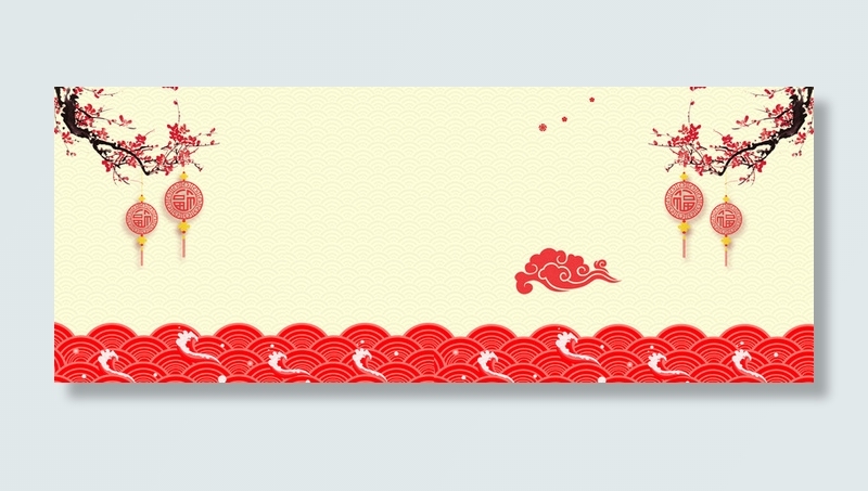 梅花灯笼祥云新年节日背景高清