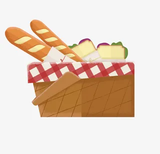 野餐木质篮子面包免抠