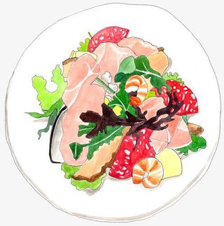 卡通手绘海鲜拼盘免抠