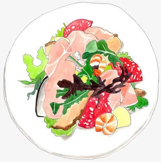卡通手绘海鲜拼盘免抠