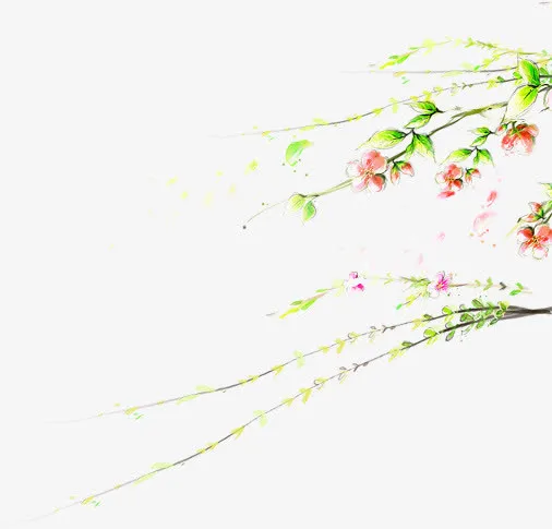 春天粉红色花朵藤蔓免抠