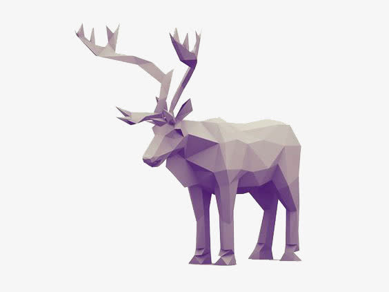 3D打印紫色大角鹿免抠