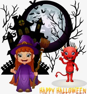 卡通万圣节创意广告矢量素材免抠