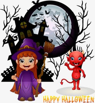 卡通万圣节创意广告矢量素材免抠