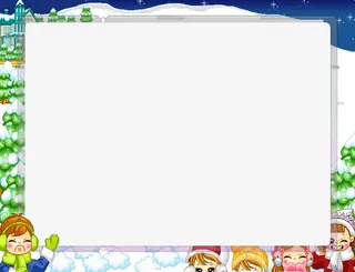 星空雪地植物相框免抠