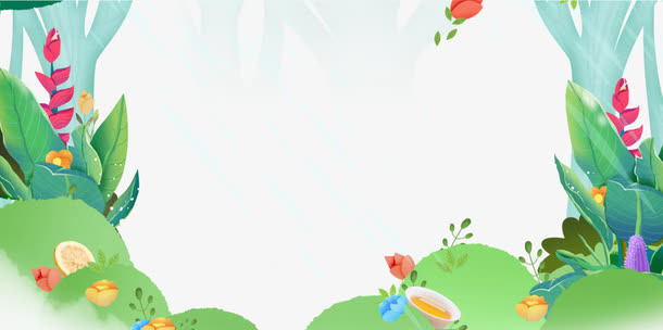 绿色清新春季花园免抠