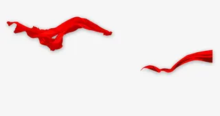 红色节日丝绸飘带丝带免抠