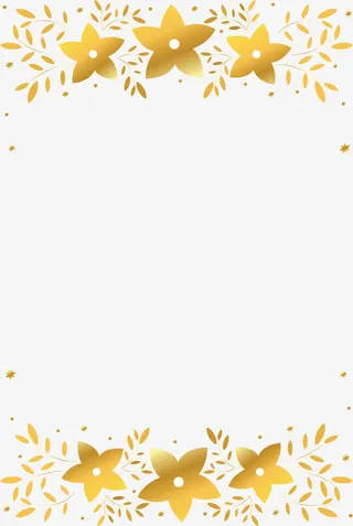 金色浪漫花朵边框免抠