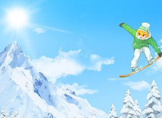 滑雪的男孩卡通海报背景