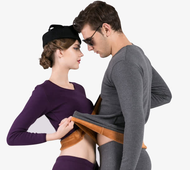 情侣保暖毛绒内衣免抠