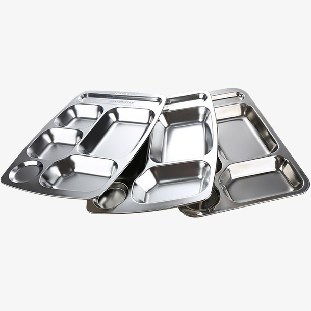 学生食堂分格饭盘免抠