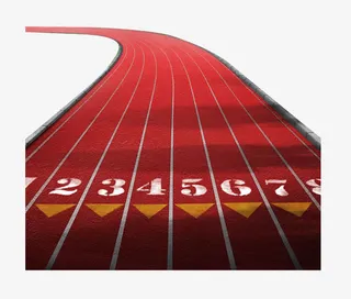 白色喷涂序号的操场跑道免抠