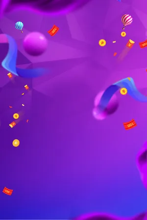 紫色促销背景图漂浮元素高清