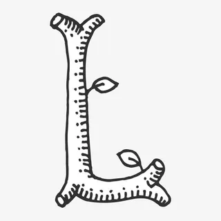 手绘树枝字母L免抠