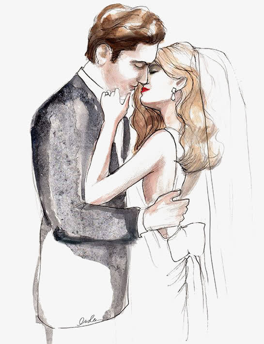 结婚的人免抠手绘/卡通手绘元素