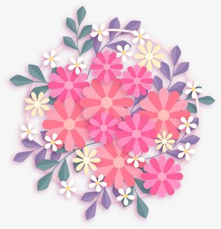 剪纸纸花花环免抠