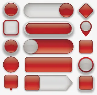 矢量手绘红色按钮免抠