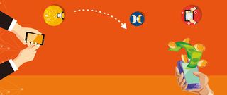 环球支付购物简约橙色banner高清