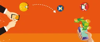 环球支付购物简约橙色banner高清