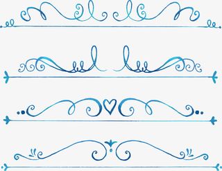 蓝色渐变欧式花藤免抠