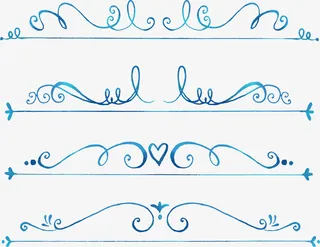 蓝色渐变欧式花藤免抠