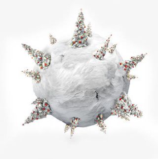 白色绒球圣诞树淘宝促销免抠