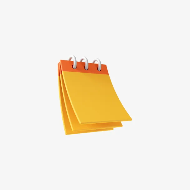 鲜艳的橘色立体3d日历免抠