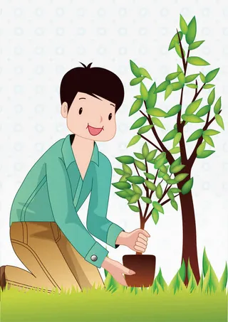 植树节卡通素材免抠