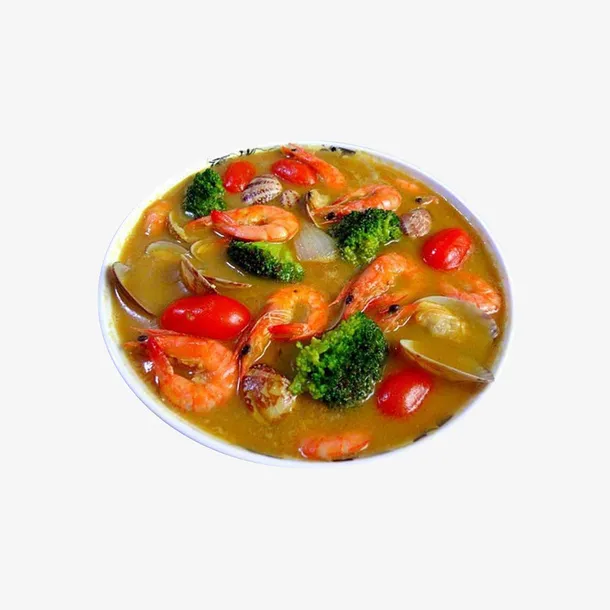 实物咖喱海鲜大杂烩素材免抠