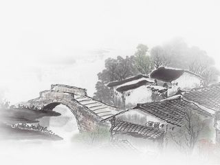 卡通手绘水墨建筑免抠