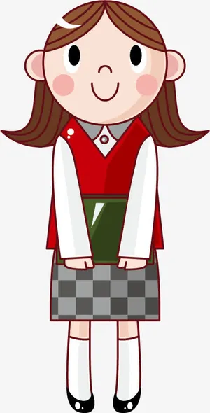 卡通拿着书学生免抠