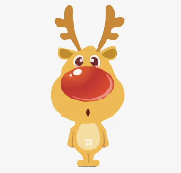 驯鹿 可爱 红色鼻头 鹿角免抠