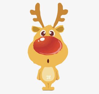 驯鹿 可爱 红色鼻头 鹿角免抠