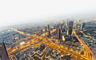 高清城市黄昏背景俯视图