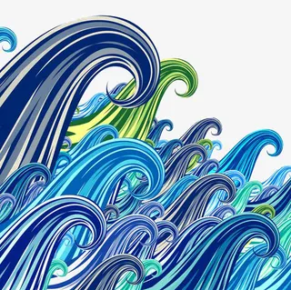 手绘浪花免抠