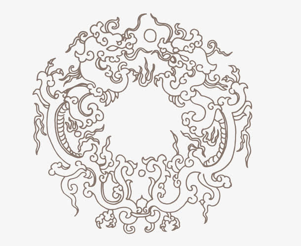 矢量中式圆形花纹边框PNG图片免抠