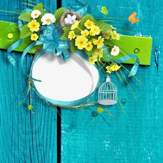 花叶鸟笼相框免抠