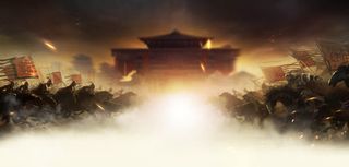 古风对阵的军队海报背景免抠