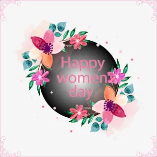 创意水彩风三八妇女节花卉免抠