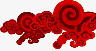 红色螺旋祥云花纹国庆免抠
