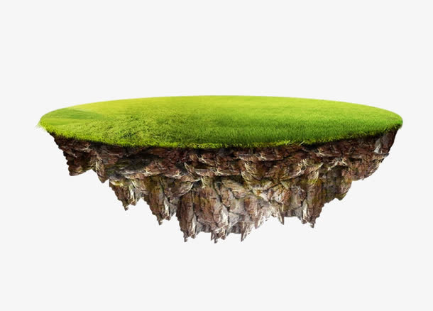 绿色悬浮岛免抠