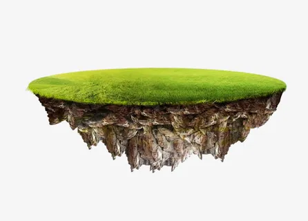 绿色悬浮岛免抠 绿色悬浮岛免抠