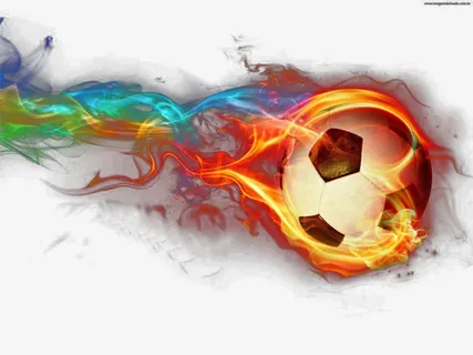 手绘创意带火的足球射门免抠