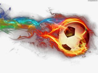 手绘创意带火的足球射门免抠