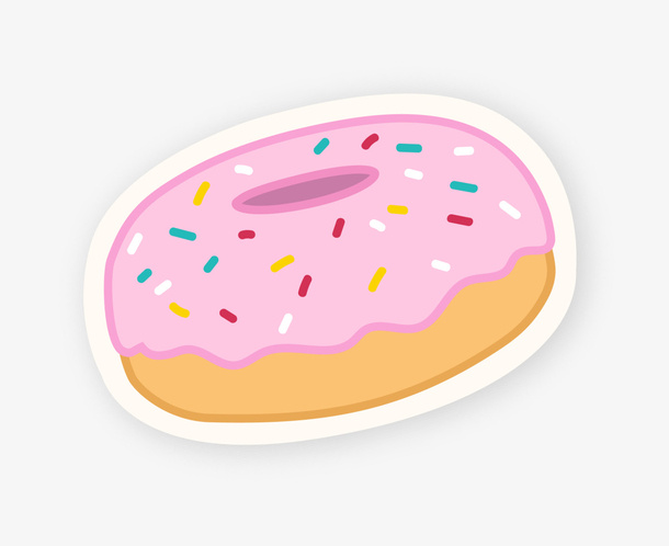 粉色扁平甜甜圈贴纸免抠