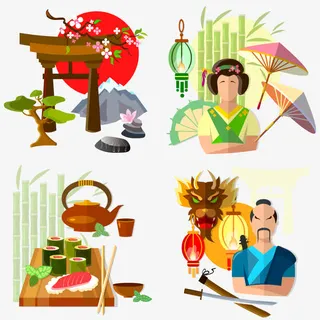 日本扁平化人物免抠