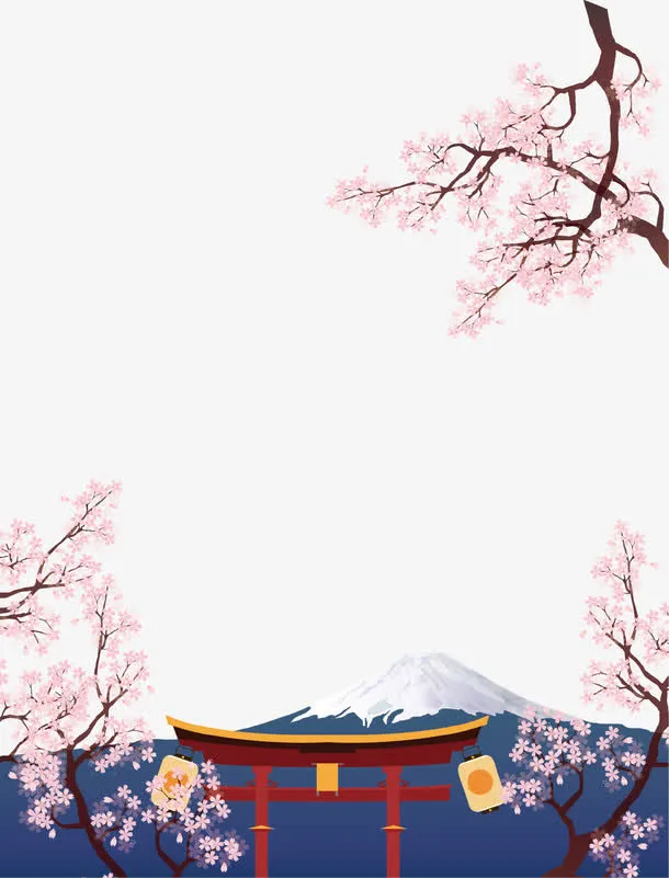 粉色樱花装饰旅行海报背景