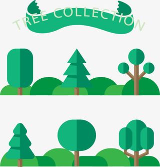 树木树枝树干绿色矢量树木免抠